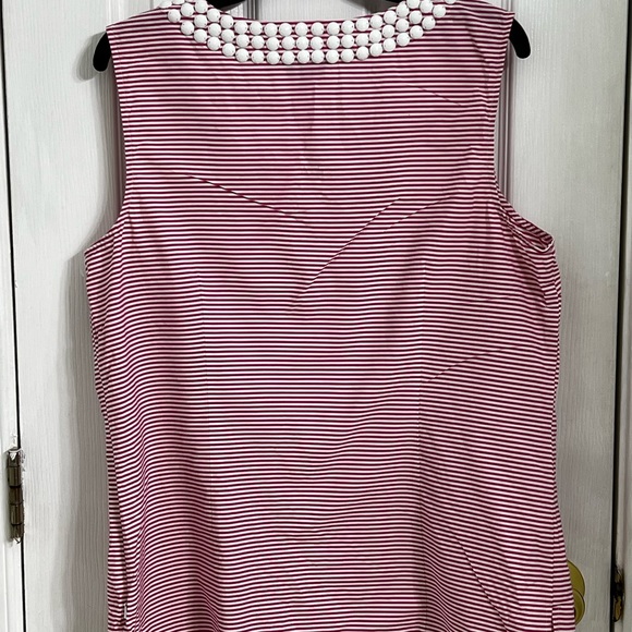Ann Taylor pink and white striped beaded collar sleeveless shirt . Size 14 - Picture 4 of 6